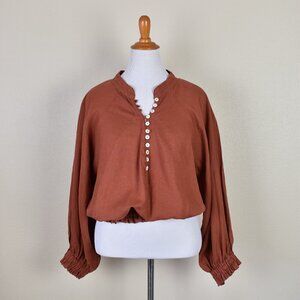 Myrah Penaloza FRIDA Linen Smocked Top - One Size